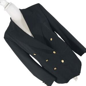 NWOT! LADY BOWDEN! FINE WORSTED WOOL DOUBLE BREASTED, GOLD BUTTON BLAZER! SZ 14